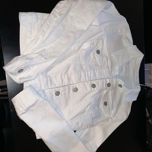 Cropped White Denim Jacket
